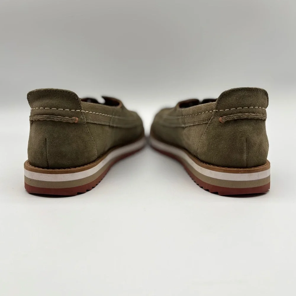 Clarks Mens Olive Green Suede Boat Shoes MocToe‎ Wedge Sole 261577597075 Size8.5